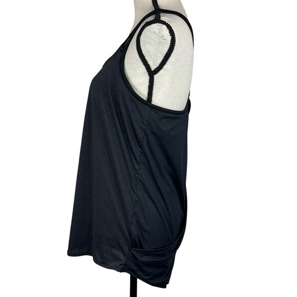 Athleta X-Large Full Force 2-in-1 Tank Top Perforated Criss-Cross Stretch Black - Picture 6 of 10